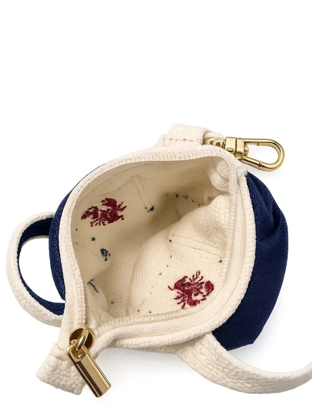 piper.k Cream & Navy Lobster Tote Bag Charm & Coin with Gold Hardware 🦞💫